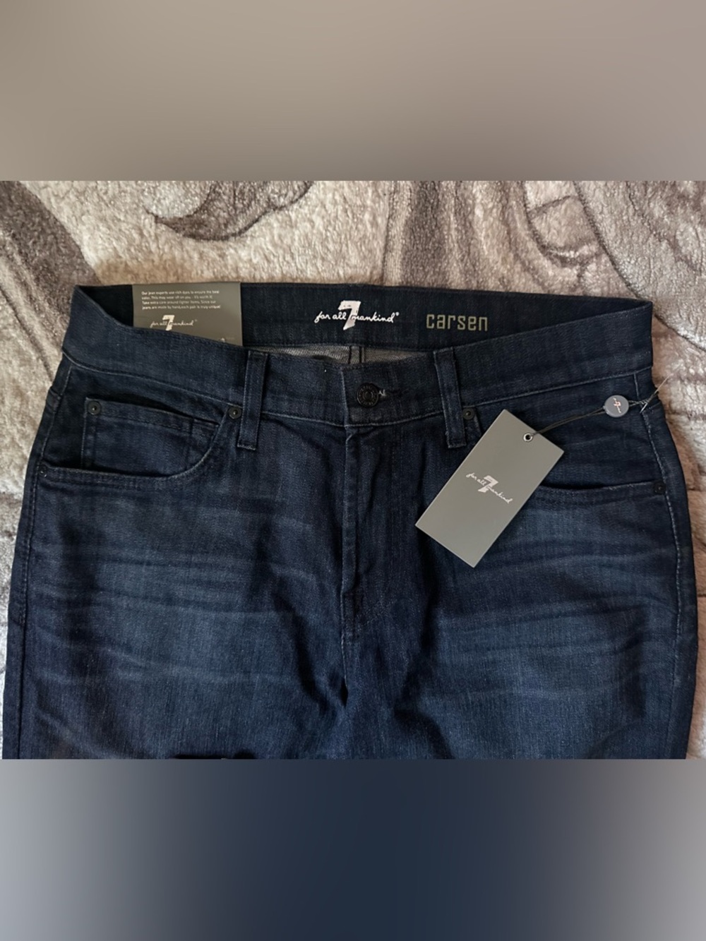 7 For All Mankind Carsen Men's Dark Blue ‘Easy Straight Leg’ Jeans NWT - Picture 5 of 9